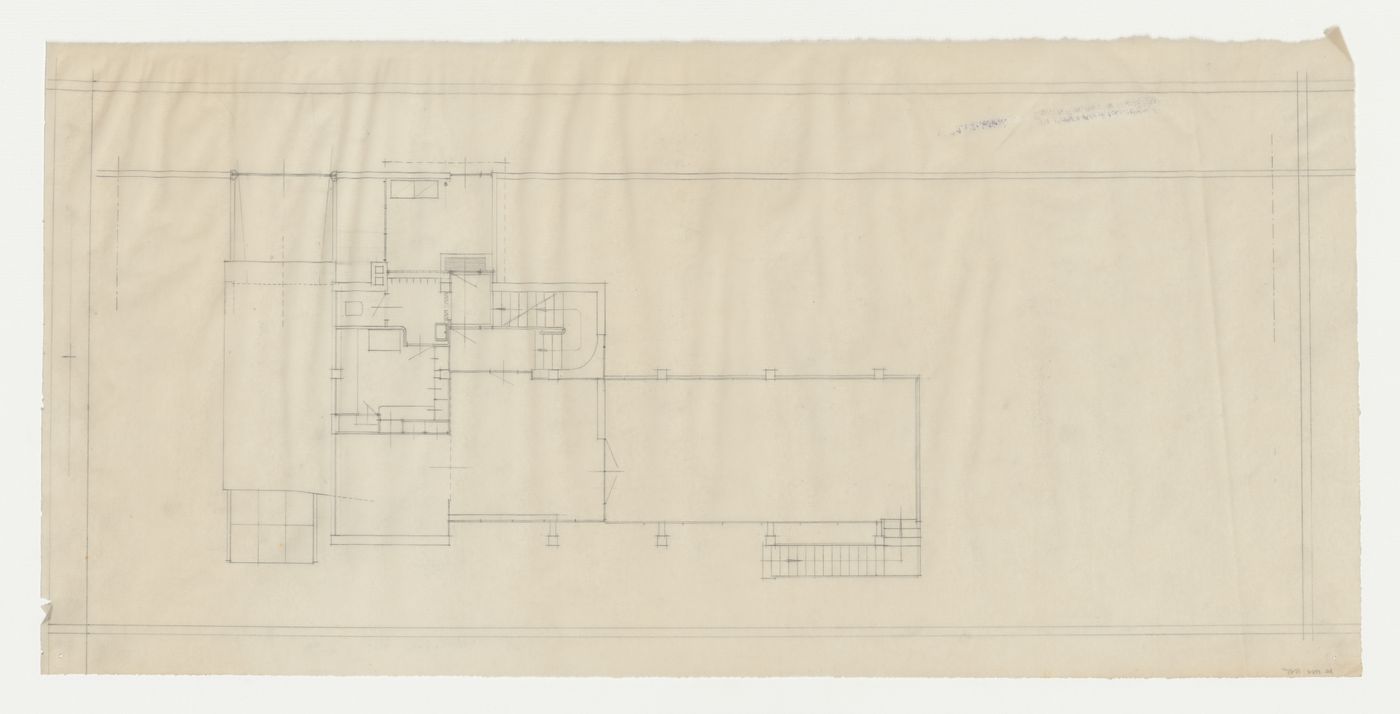 Ground floor plan for Villa Palicka showing the second stage of design, Prague, Czechoslovakia (now Czech Republic)