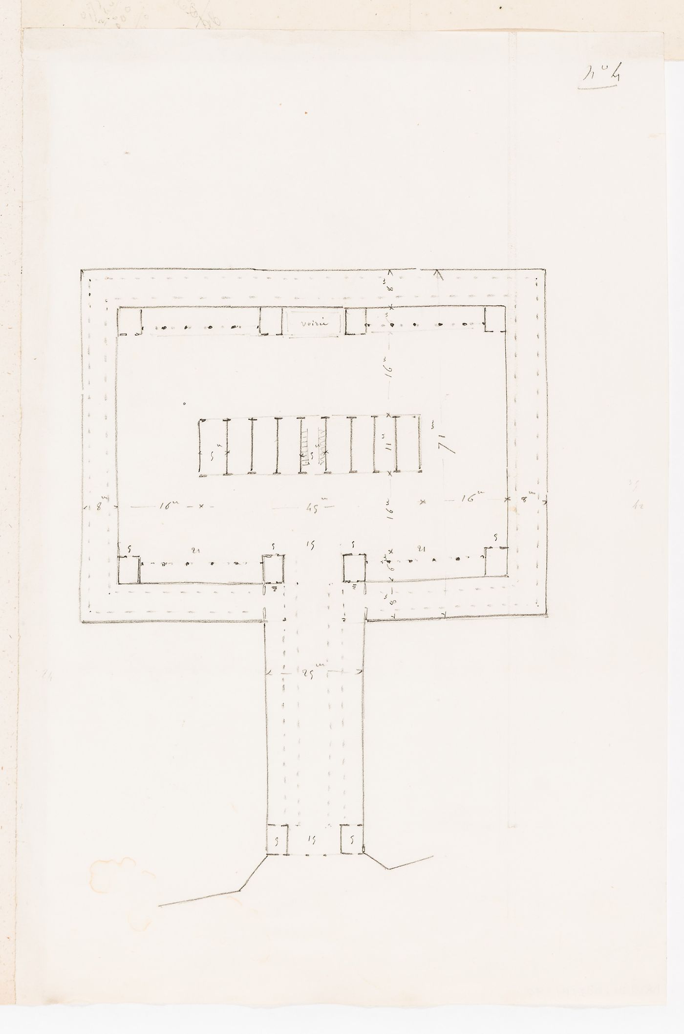 Project for a horse slaughterhouse, La Villette: Sketch plan