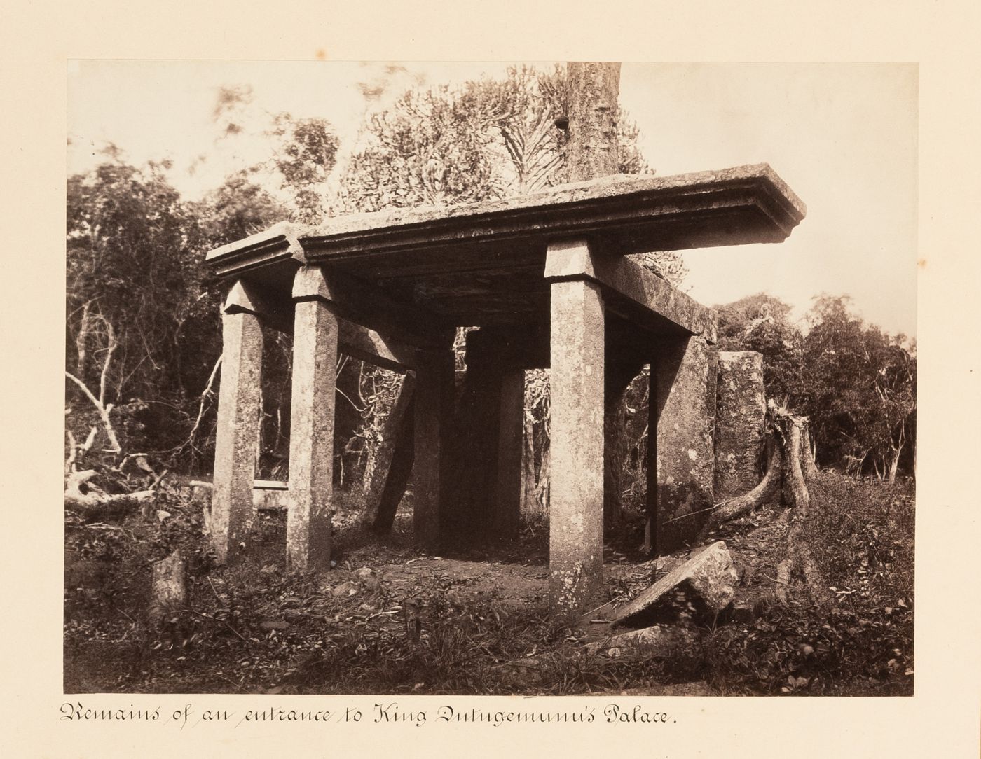View of a gateway, King Mahasen's Palace, Anuradhapura, Ceylon (now Sri Lanka)