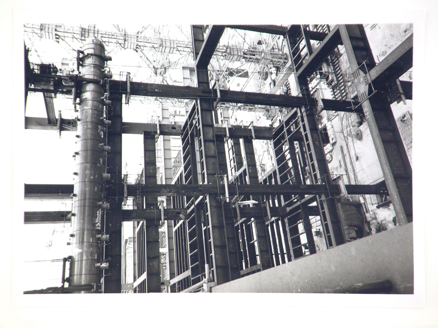 View of construction of steel structure for power station, United Kingdom