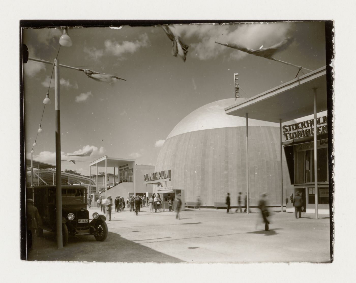 Exterior view of hall 5, the Planetarium and hall 9 at the Stockholm Exhibition of 1930, Stockholm