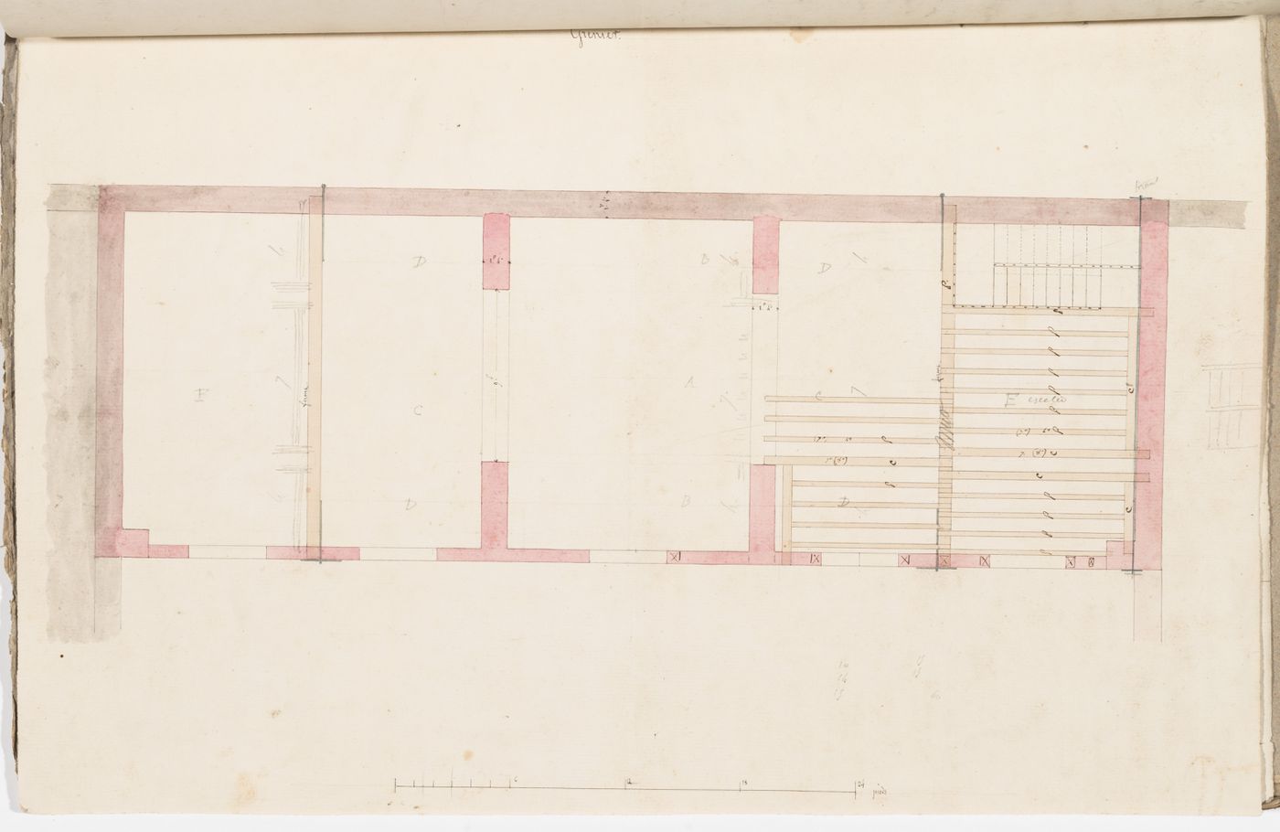 Plan for a stable and granary, probably for comte Treilhard