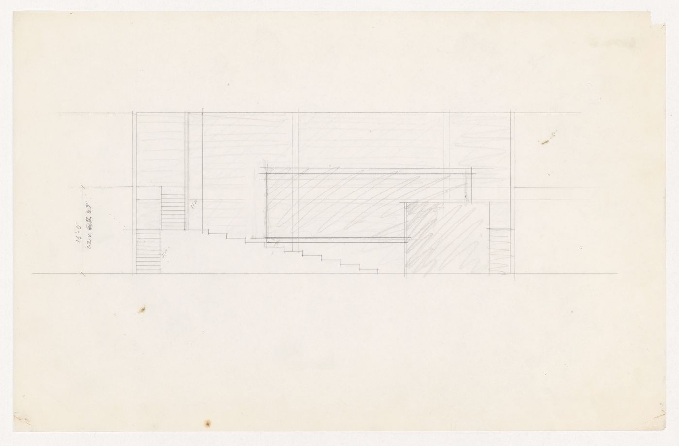 Interior elevation showing stairs for the Metallurgy Building, Illinois Institute of Technology, Chicago