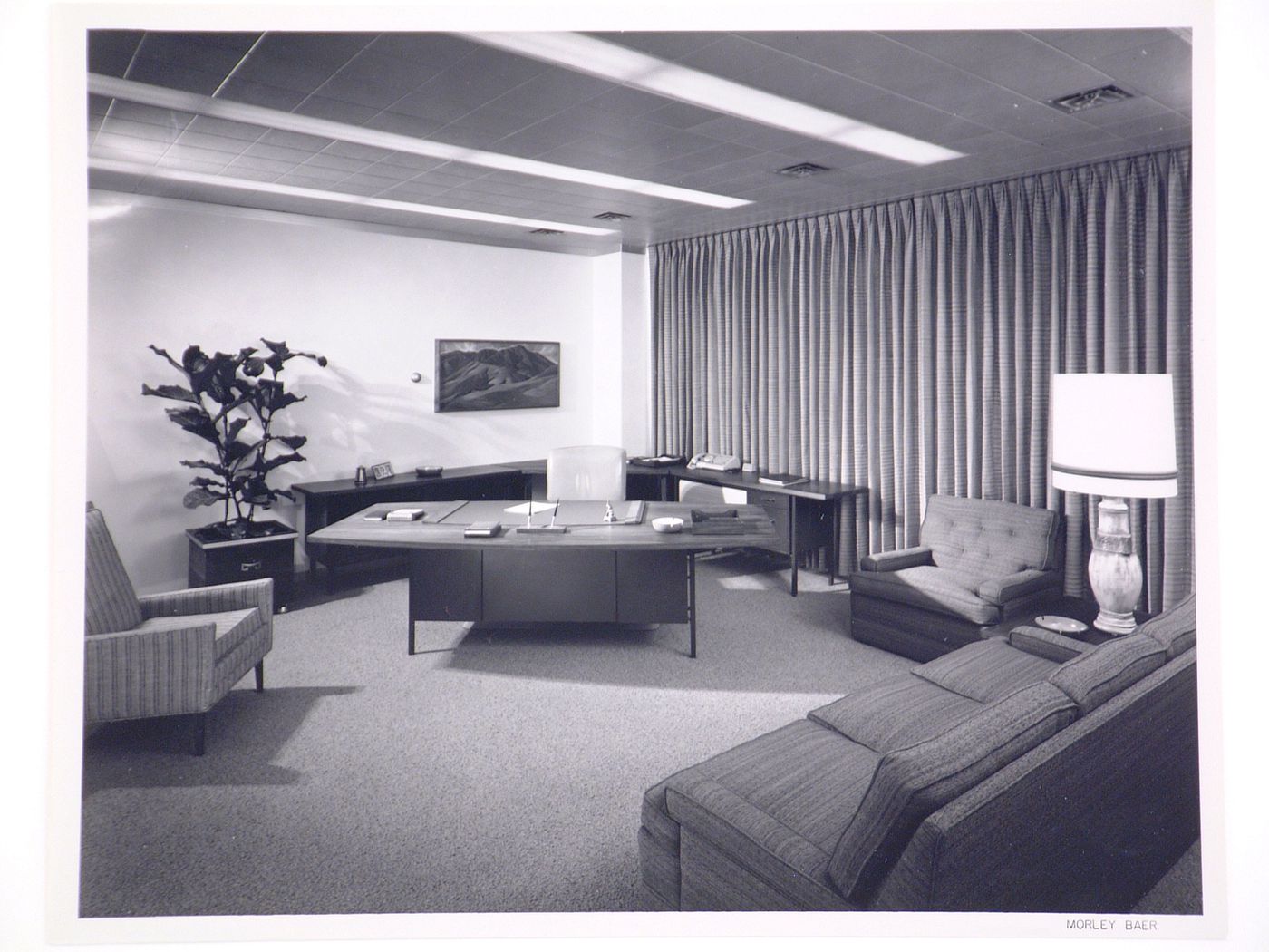 Interior view of an office with a sitting area, Kaiser Center, Oakland ...