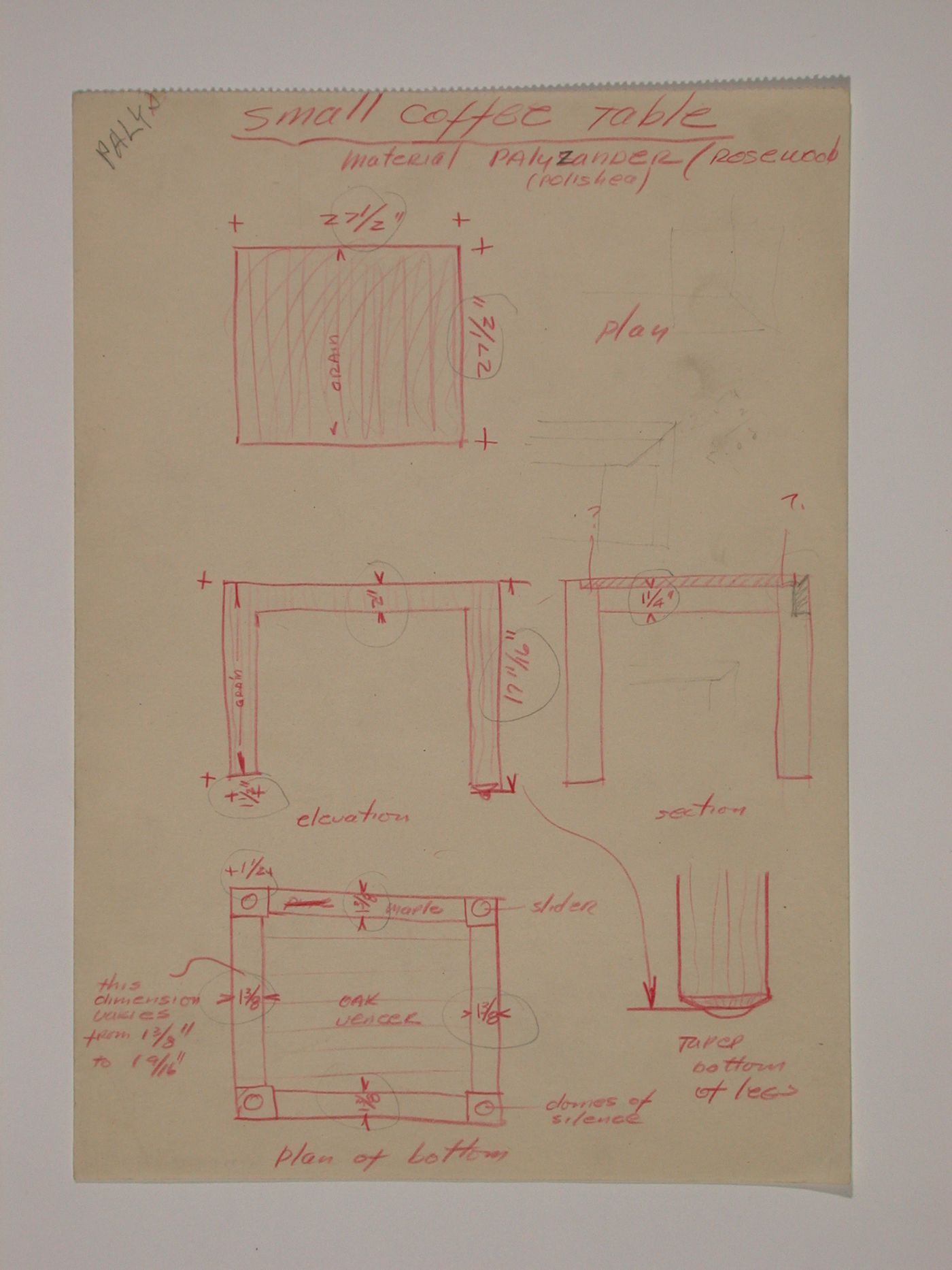 Various documents and drawings including furniture design and office renovation: File G 713