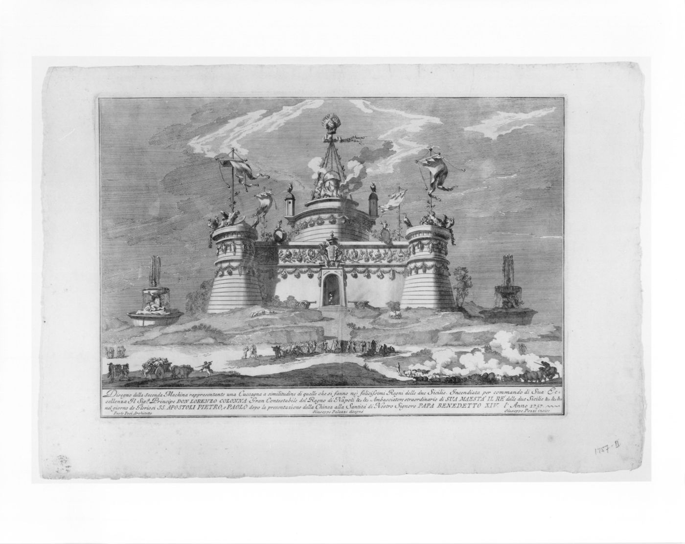 Etching of Posi's design for the "seconda macchina" of 1757