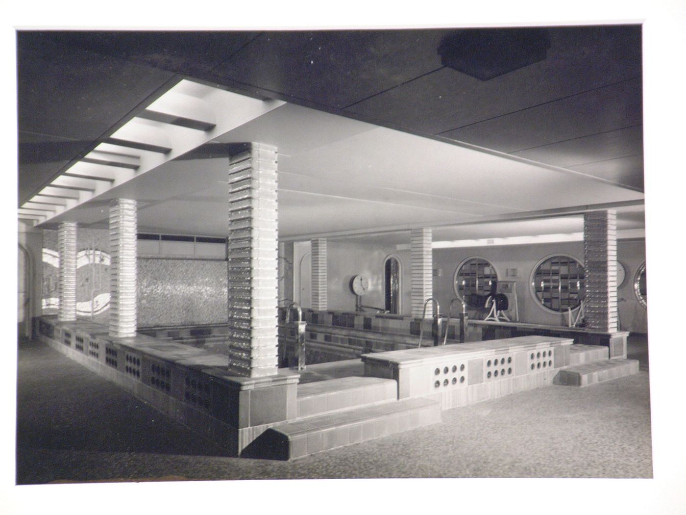 View of indoor swimming pool, Cloyel Triestino [?], Italy