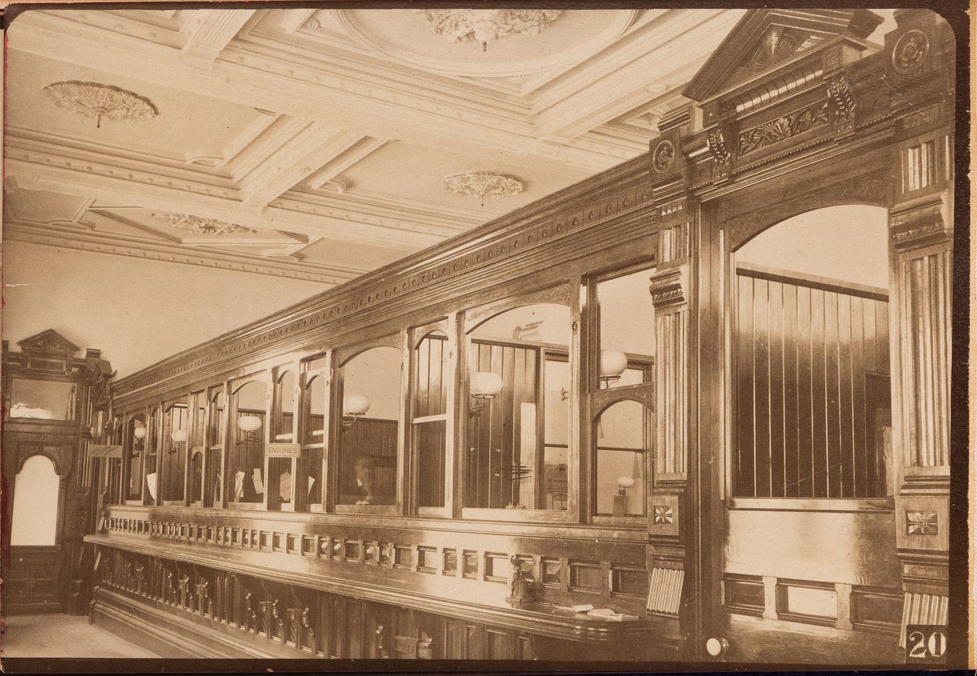 Interior view of the wickets of a bank, Winnipeg, Manitoba, Canada