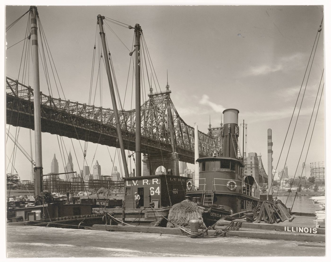 Queensboro Bridge; looking Southwest from Pier at 41st Road, Astoria, Long Island City