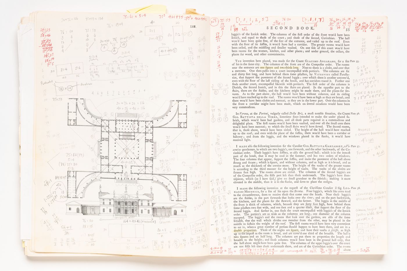 Annotated copy of The Four Books of Architecture by Andrea Palladio