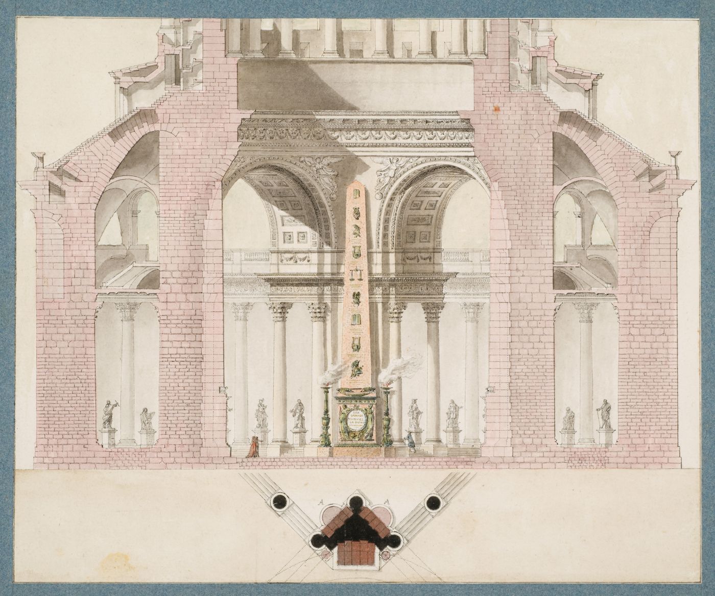 Projet de décoration du Panthéon : Coupe transversale / Project for the decoration of the Pantheon: Transverse section