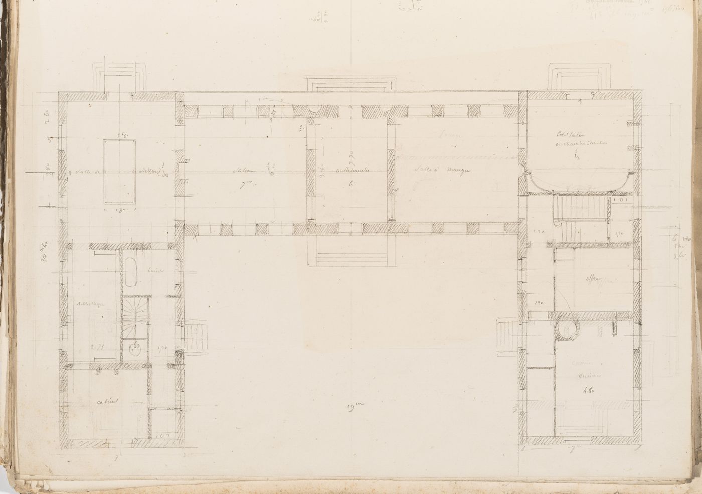 Project no. 3 for a country house for comte Treilhard: Ground floor plan