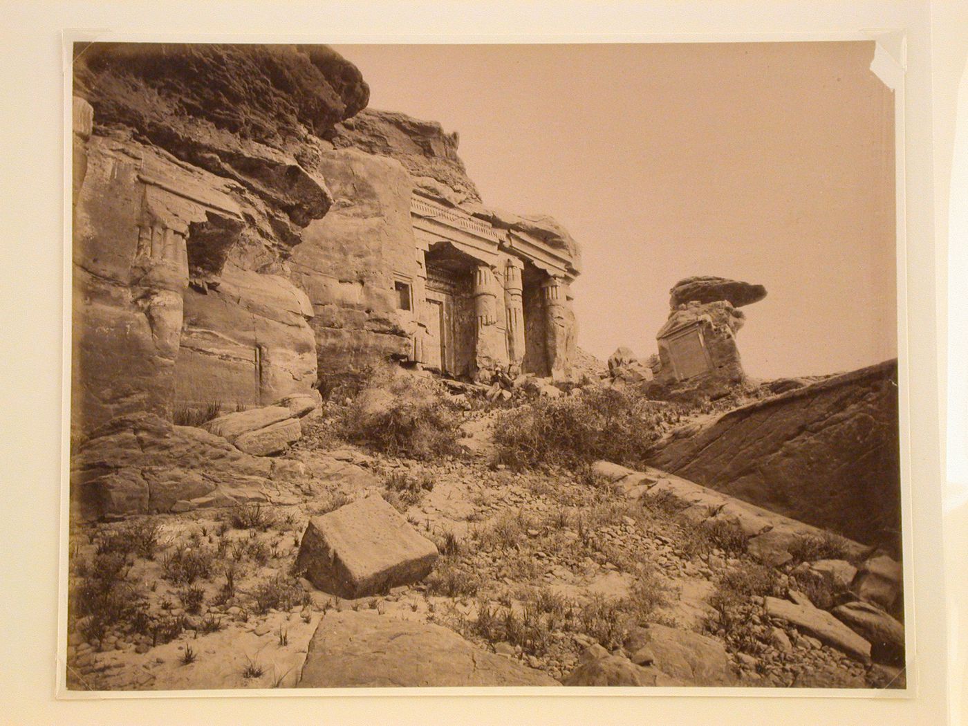 View of temple/tomb built into side of mountain, Gebel es Silsila, Egypt