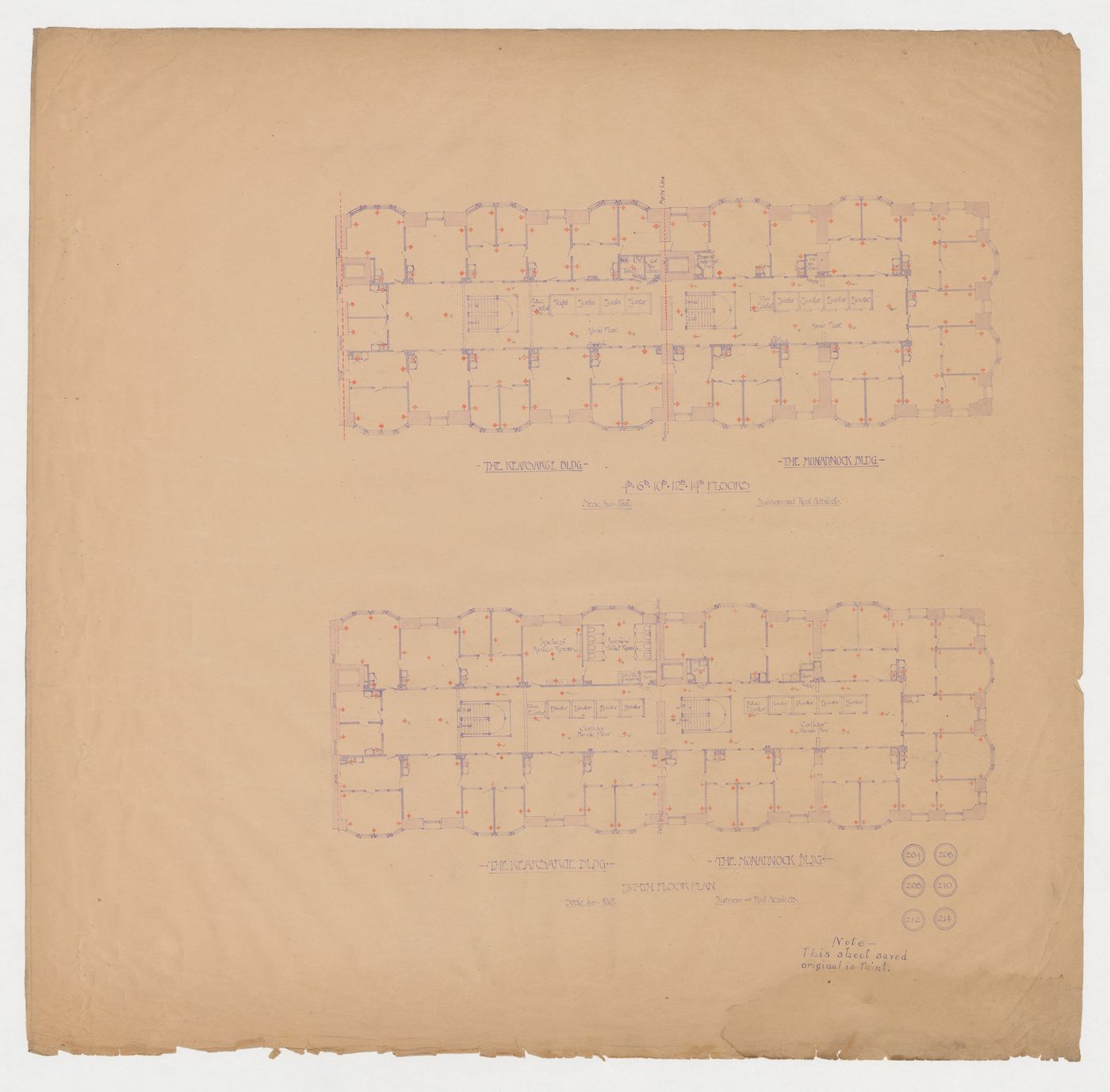 Monadnock and Kearsarge Buildings, Chicago: Plans for the fourth, sixth, tenth, twelfth and eighth floors