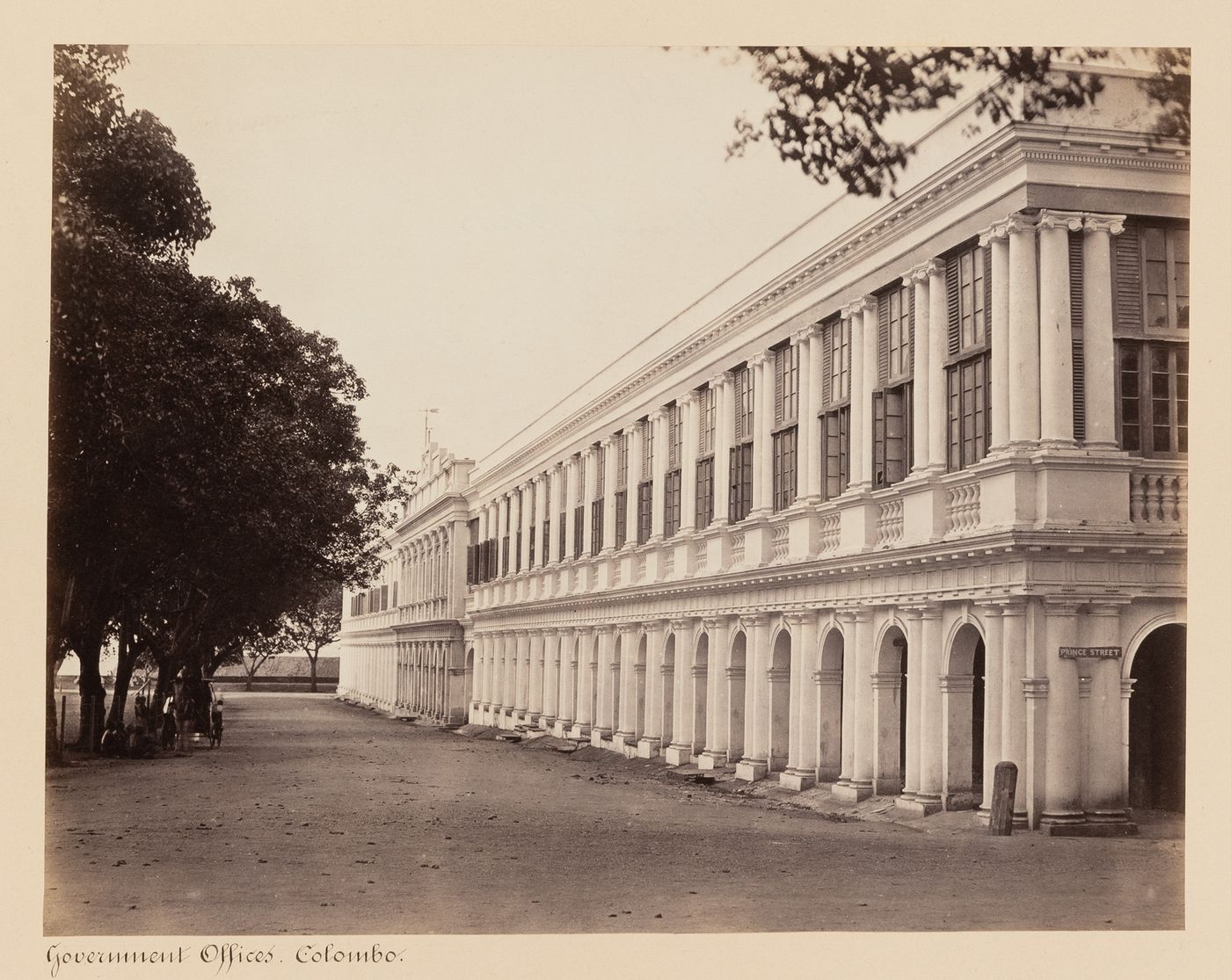 View of the Government Offices, Queen's Street (now Janadhipathi Mawatha), Colombo, Ceylon (now Sri Lanka)