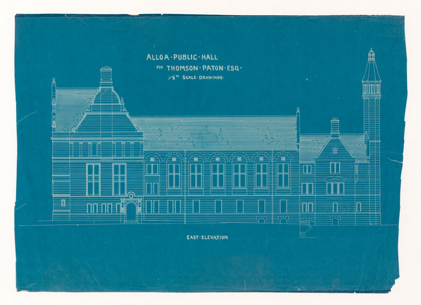 Town Hall and library, Alloa: East elevation