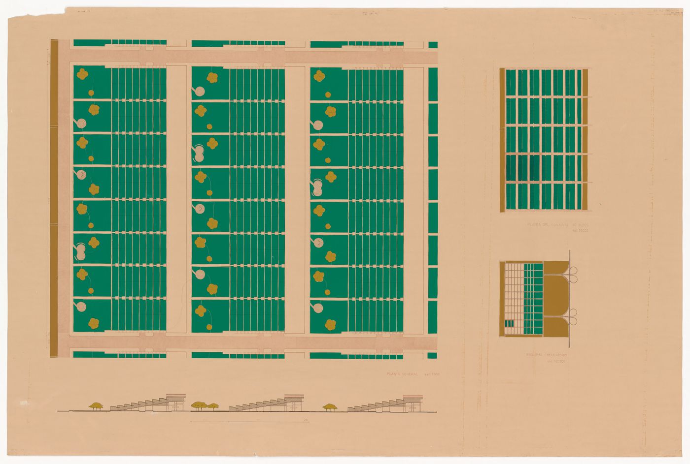 General plan and circulatory scheme for Viviendas en el espacio, Buenos Aires, Argentina