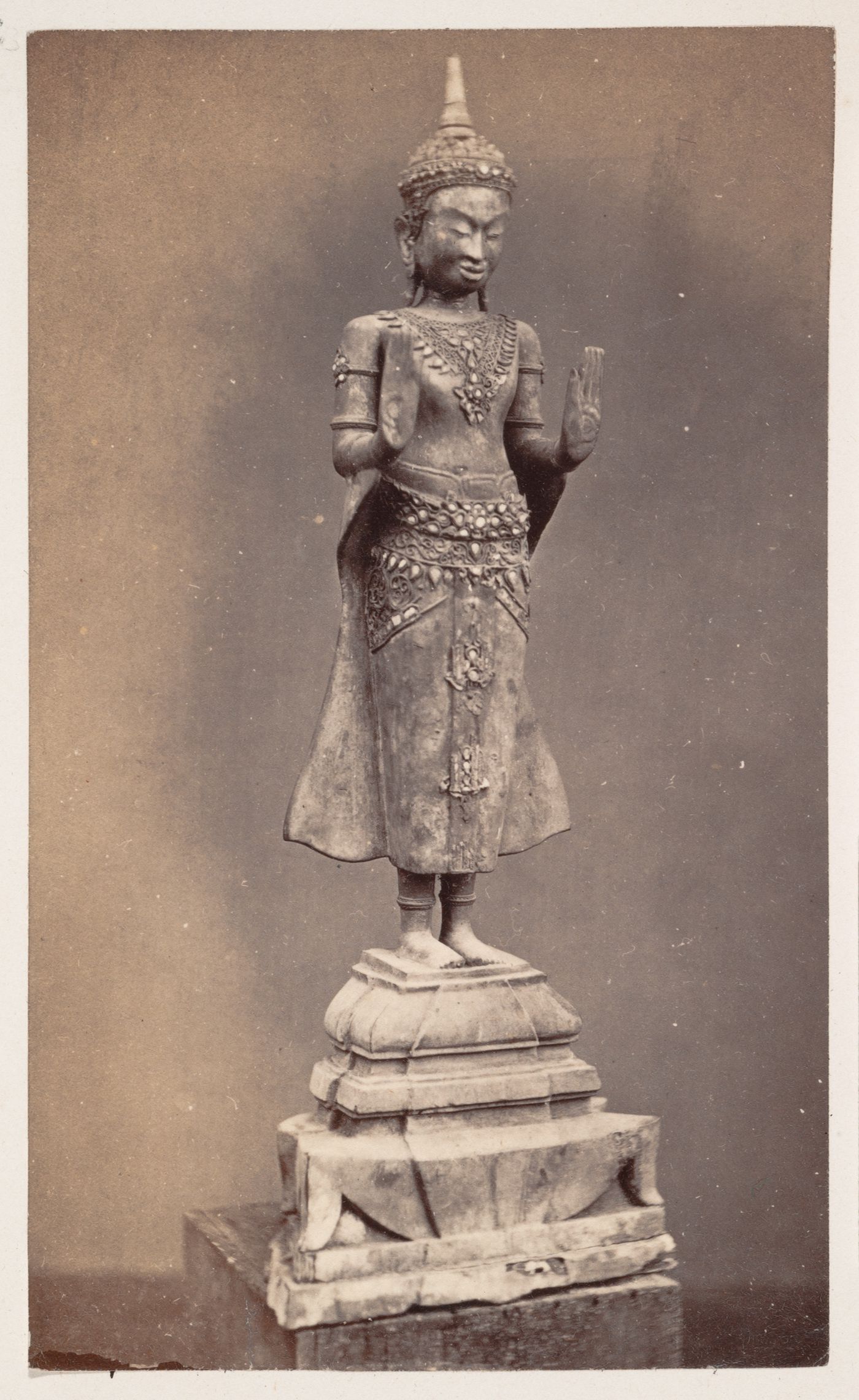 Interior view of a statue of Buddha, probably in Cambodia