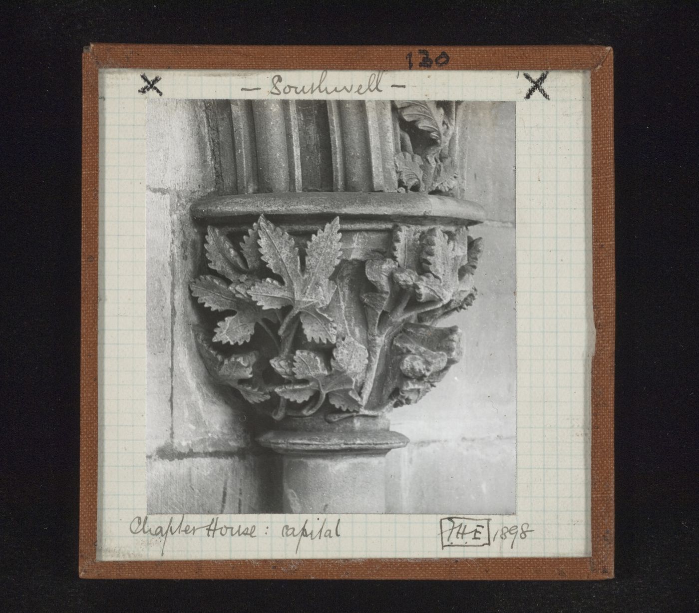 View of capital at Chapter House, Southwell Minster, Southwell, Nottinghamshire, England