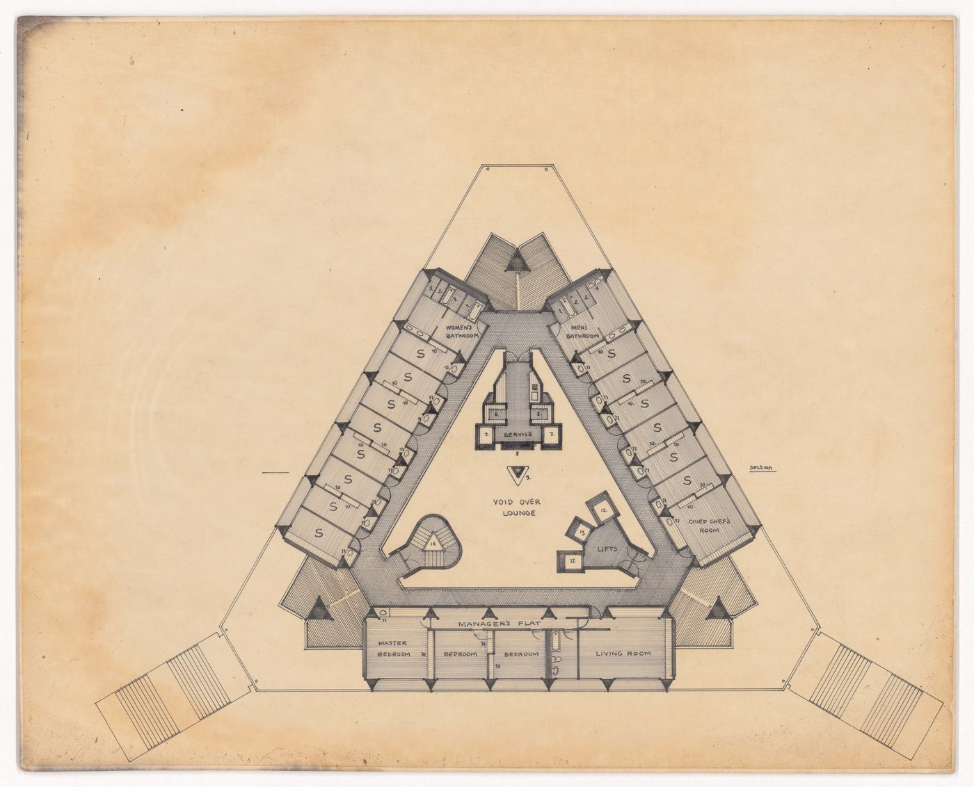 Dormitory floor plan for The Shape of Cambridge: A Plan, Cambridge University, England