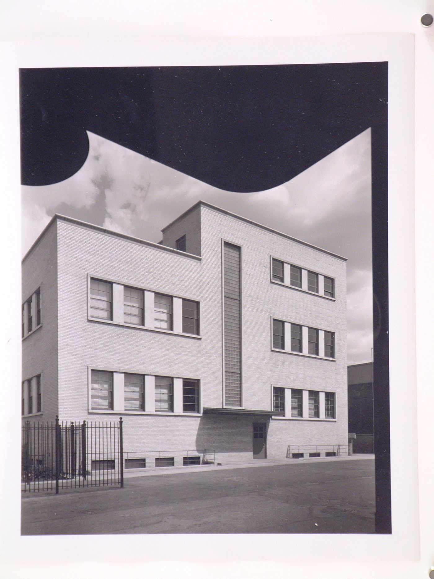 View of the west façade of the Administration Building, Chrysler Corporation Plymouth division Automobile Assembly Plant, Detroit, Michigan