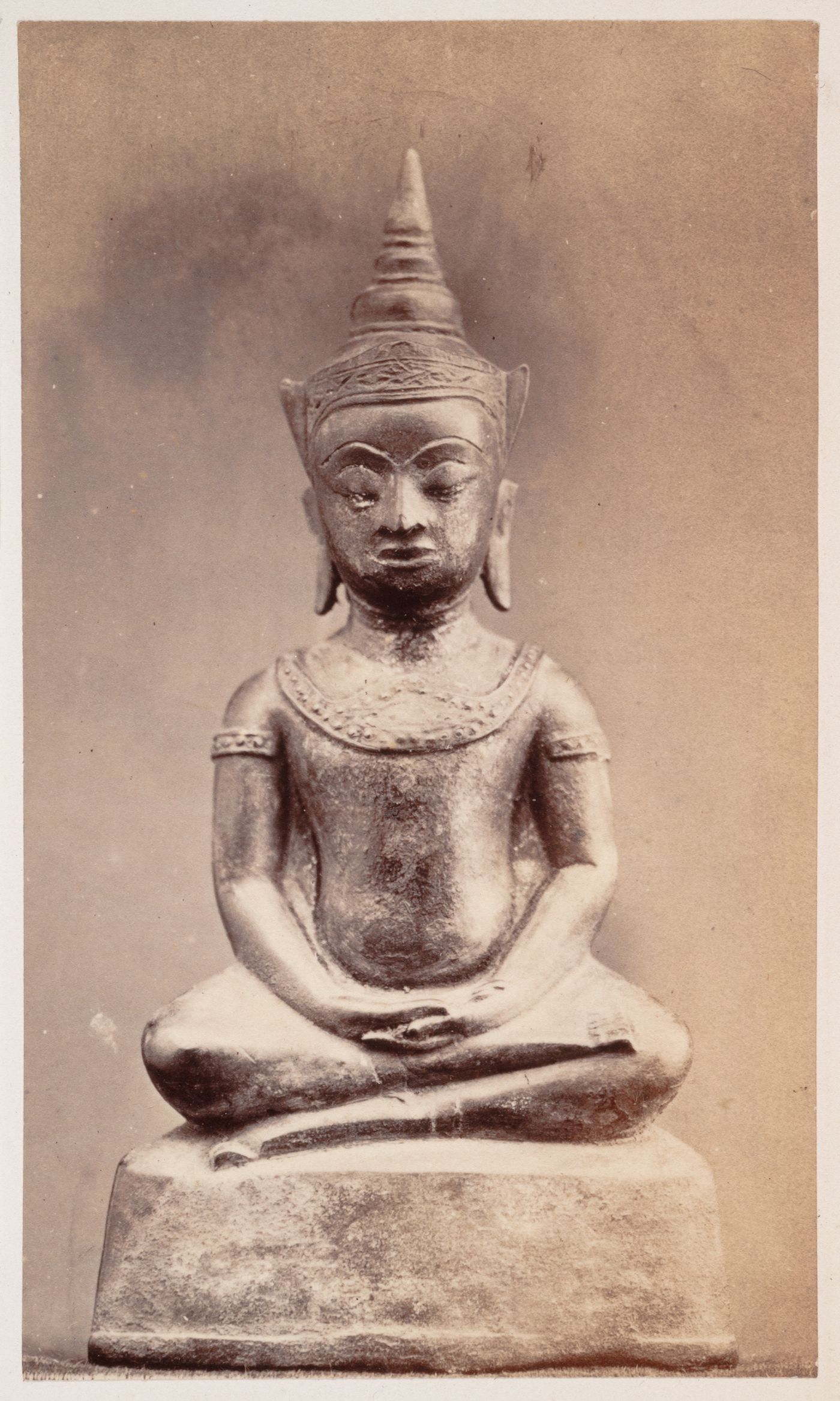Interior view of a statue of Buddha, probably in Cambodia