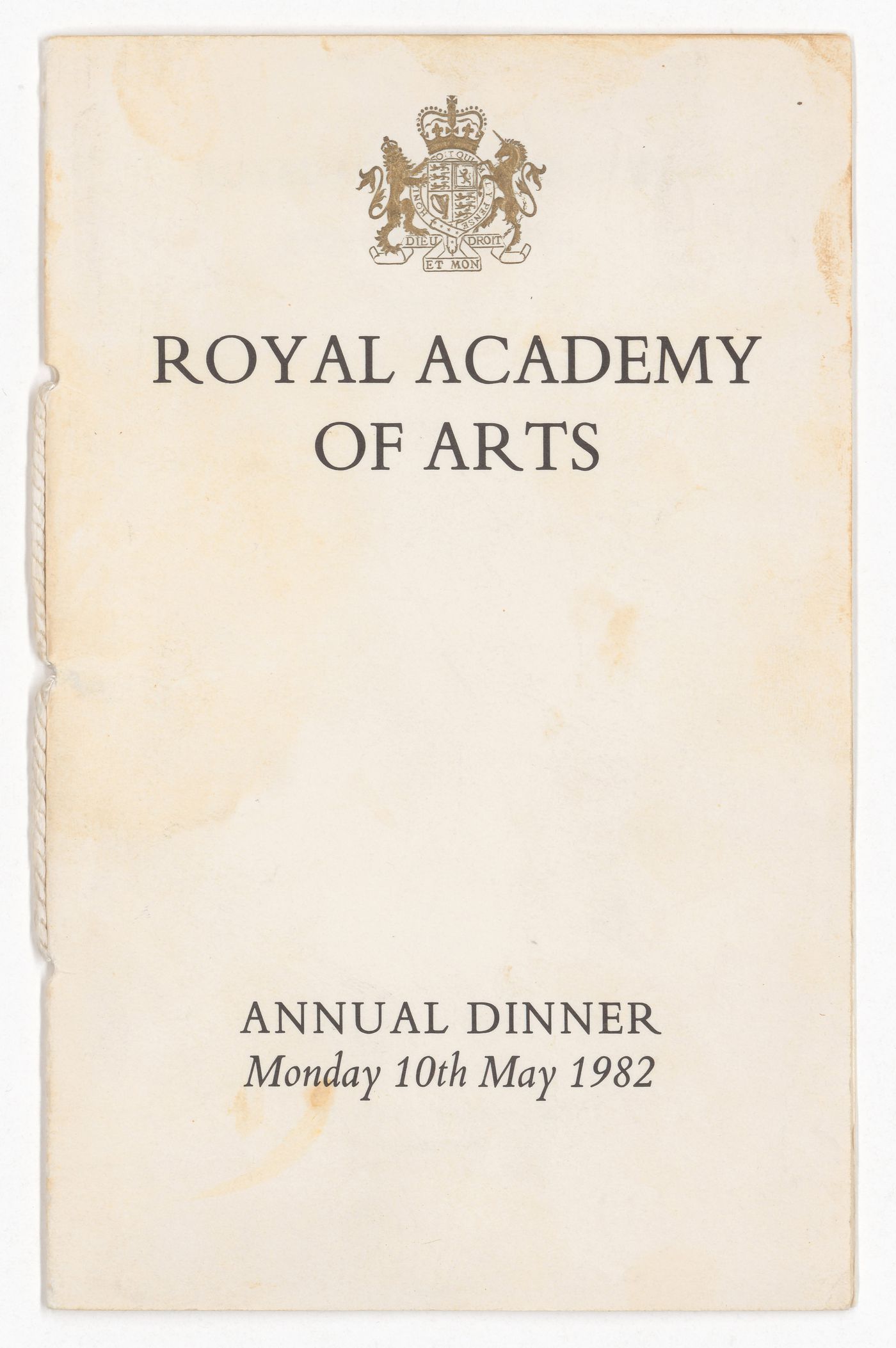 Program for Royal Academy of Arts annual dinner