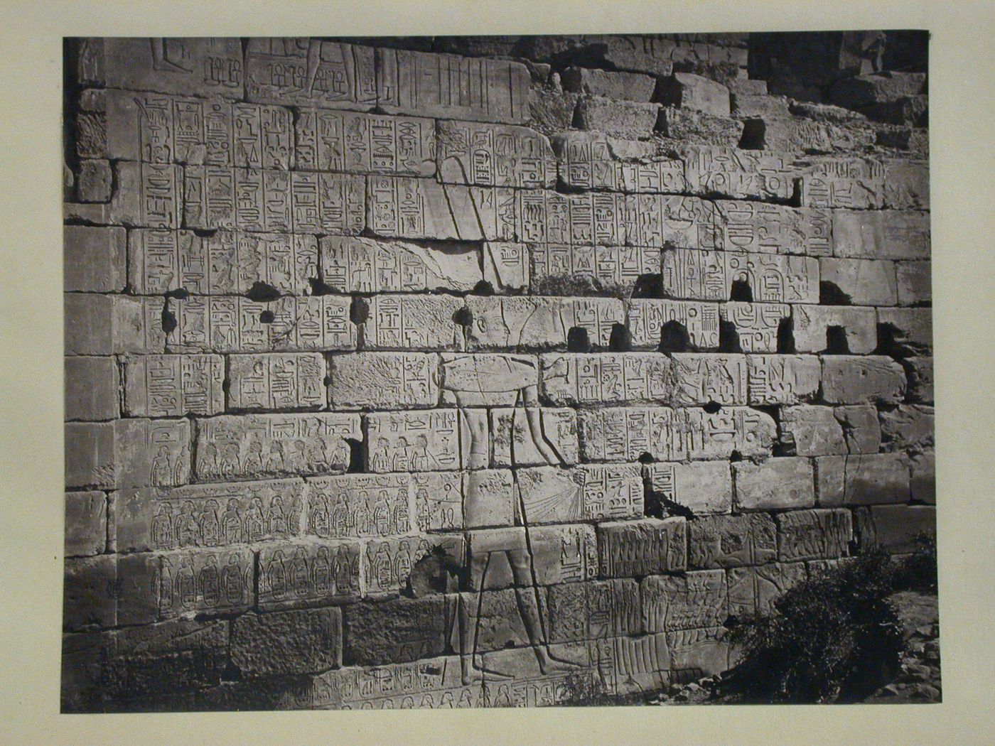 First Forecourt, southern wall, detail of reliefs [?], Karnak, Thebes, Egypt