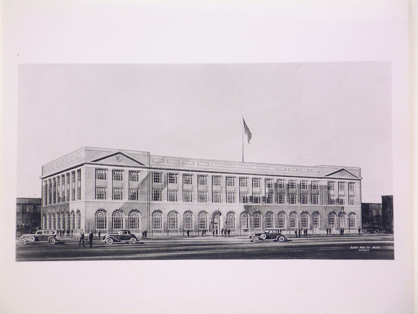 Photograph of a perspective drawing for or of the Providence Journal Building, Providence, Rhode Island