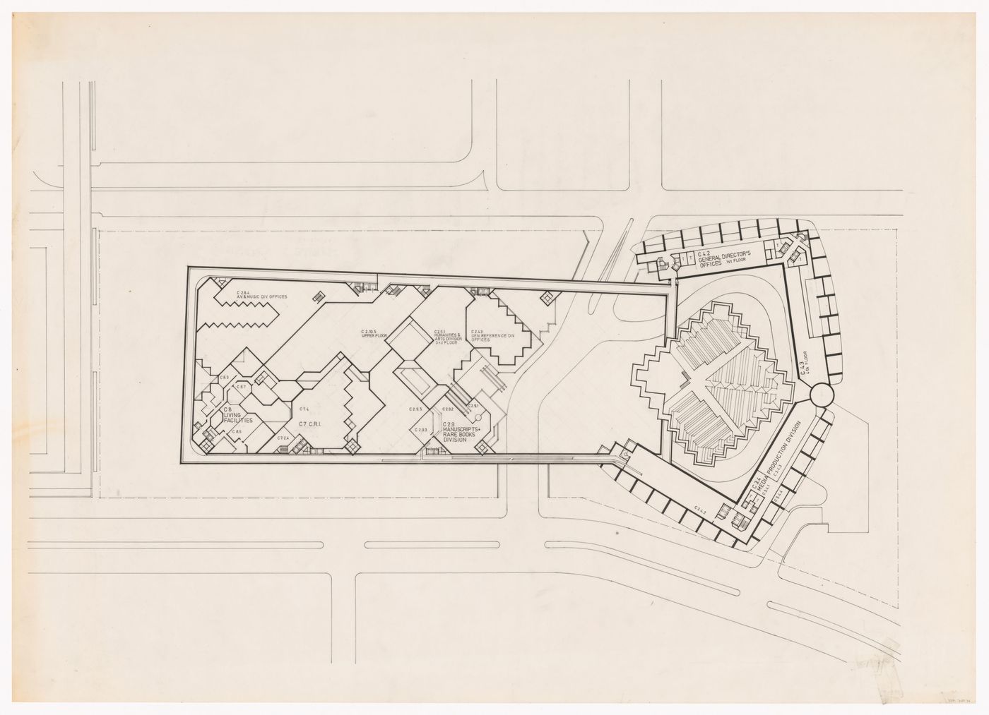 Plan for Pahlavi National Library Competition, Tehran, Iran