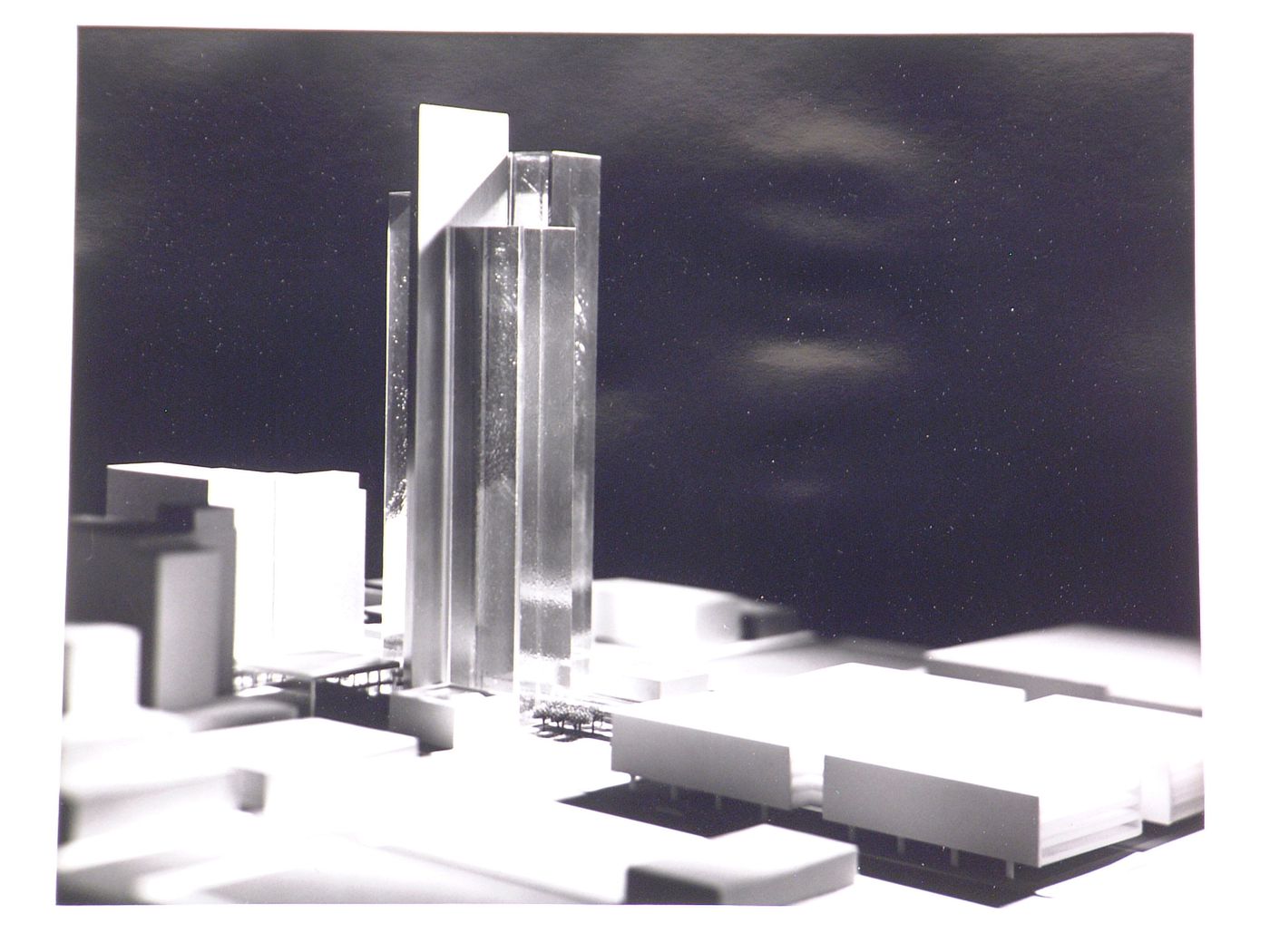 General view of the model for the tower of the Valley Center building and surrounding buildings, Phoenix, Arizona, United States