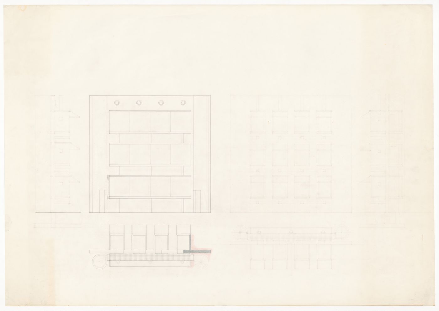 Elevations and roof plans for The House for the Inhabitant who Refused to Participate