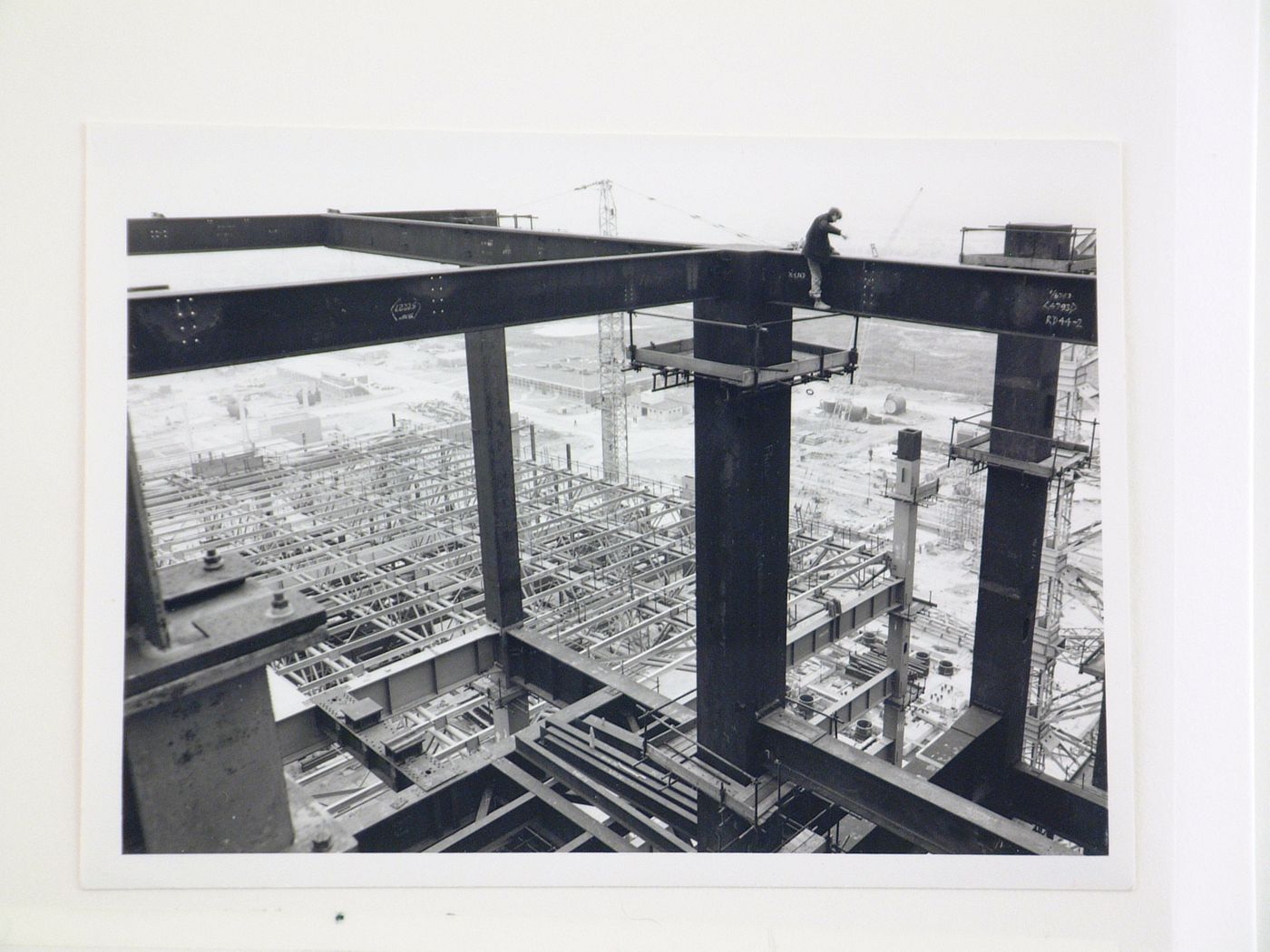 View of construction of steel structure for power station, United Kingdom