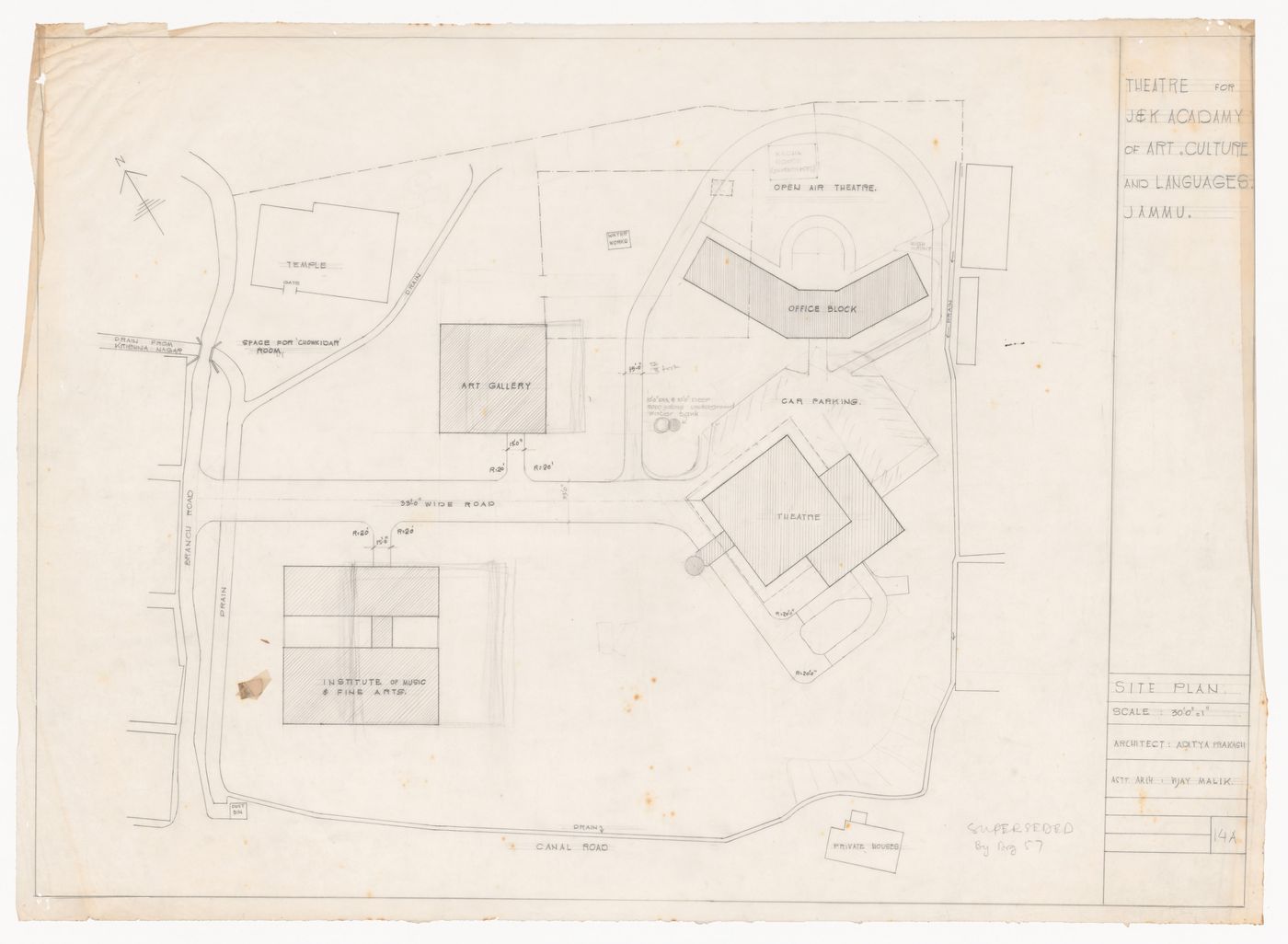 Site plan for Theatre for J&K Academy of Art, Culture and Languages, Jammu, India