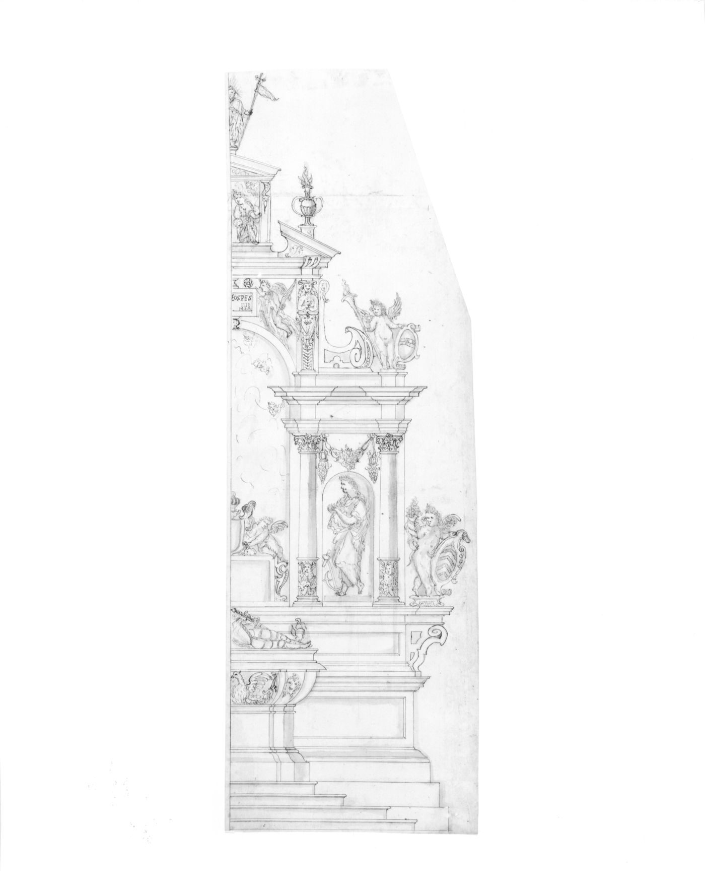 Fragment - elevation of a monument with a tomb