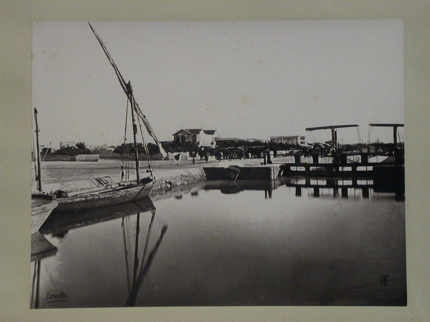 View of city and canal bridge and Chalet M. Lesseps, Al-Ismailiyah, Egypt