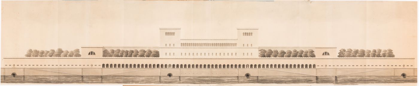 Rear elevation, possibly for a warehouse