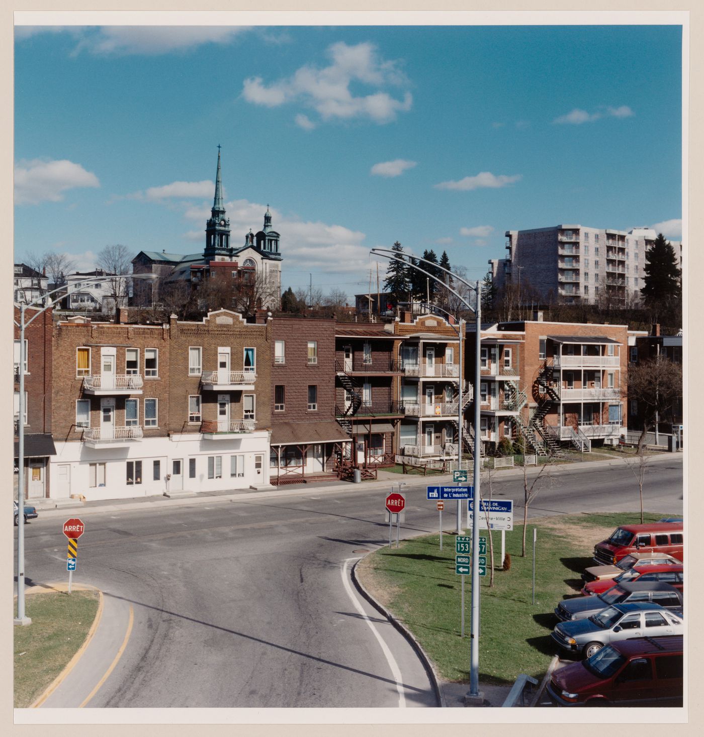 Section 2 of 3 of Panorama of Station avenue north of Pointe-à-Bernard looking southeast from Côte de la Baie toward Hemlock Hill, Shawinigan, Quebec