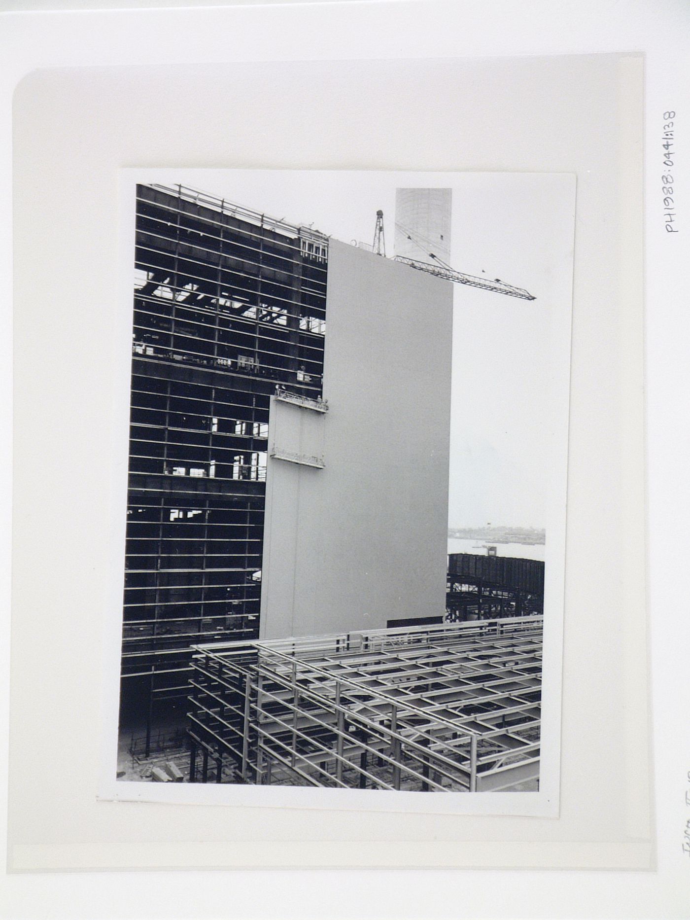 View of construction of exterior panels for power station, United Kingdom