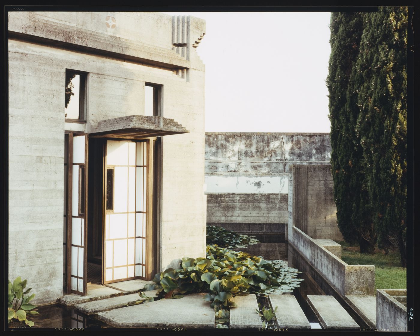 View of pond entrance of the chapel, Cimitero Brion, San Vito d'Altivole, near Asolo, Italy