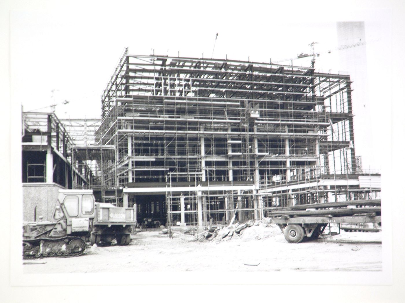 View of construction of steel structure for power station, United Kingdom