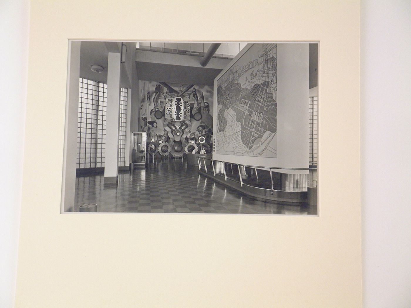 New York World's Fair (1939-1940): Interior of building with staffed information and exhibit murals