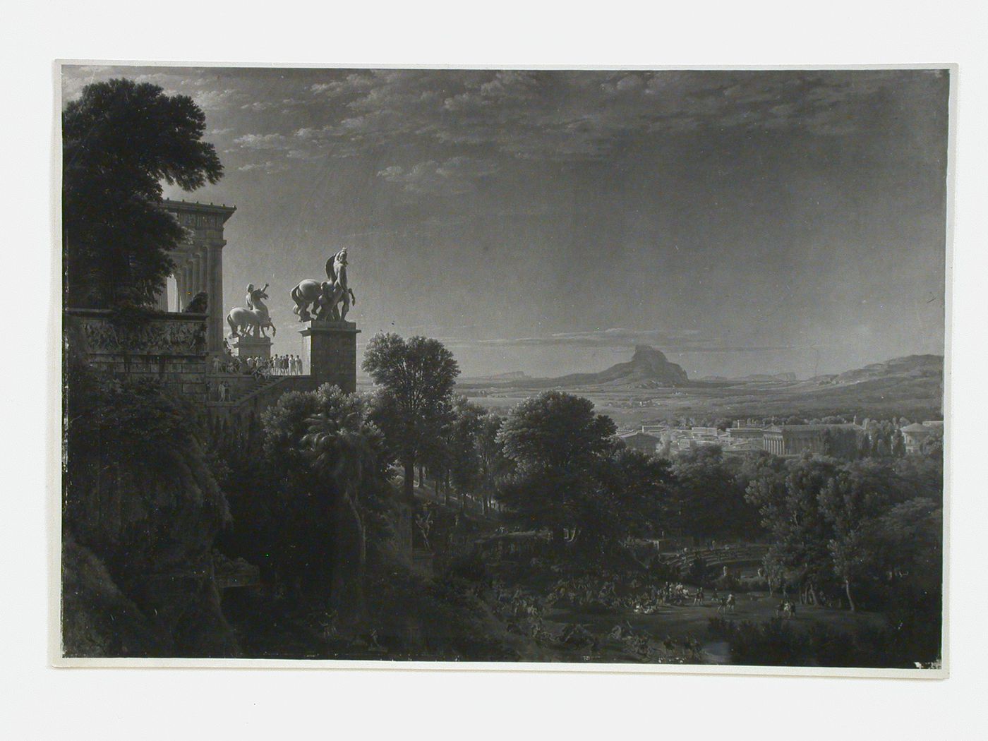 Photograph of the painting "Griechisch Landschaft mit einer Stadt" (now destroyed) by Karl Friedrich Schinkel, Nationalgalerie, Berlin, Germany