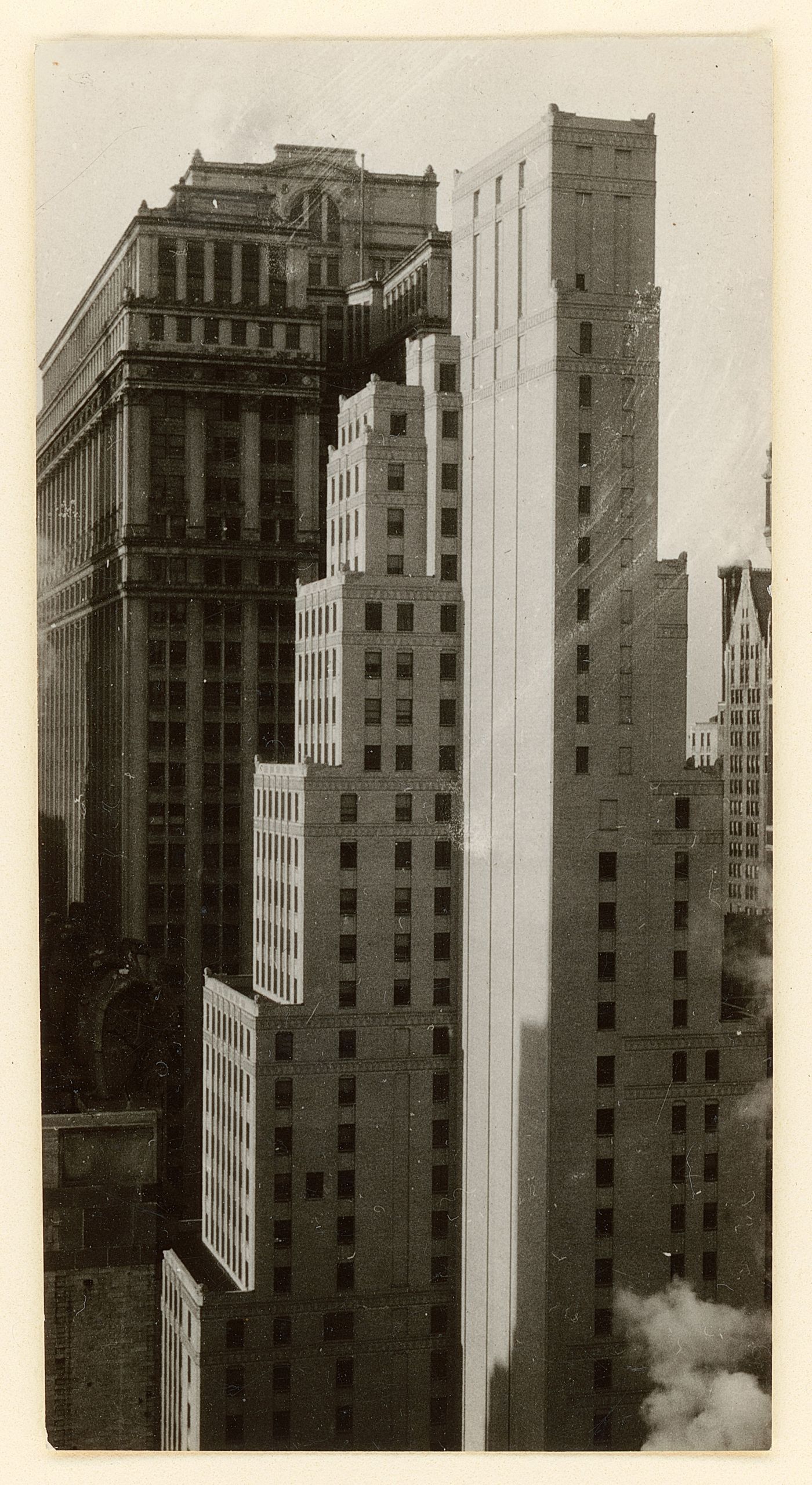 View of Masonry skycrapers, probably New York City, New York