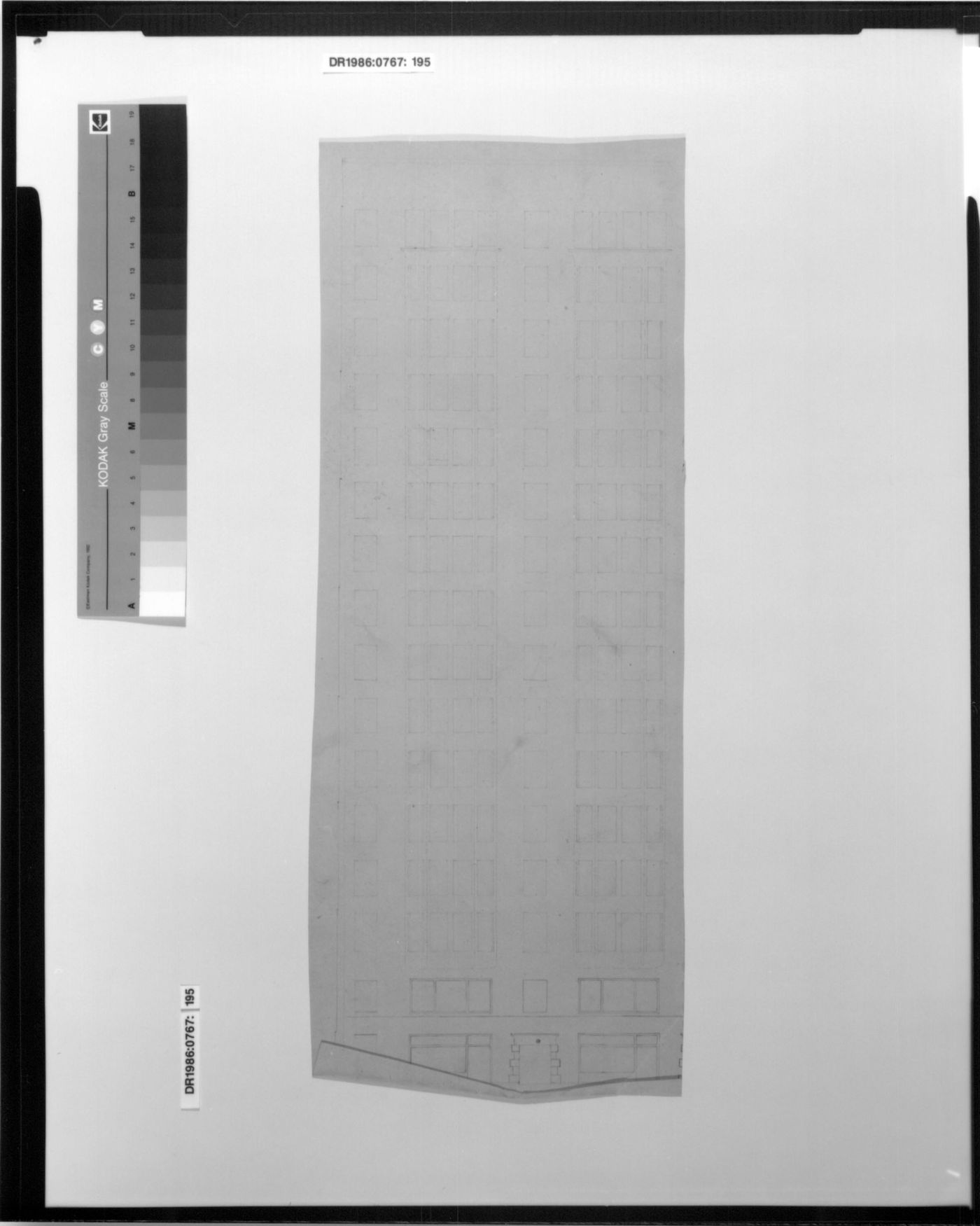 Monadnock Building, Chicago: Partial elevation for the Dearborn Street façade