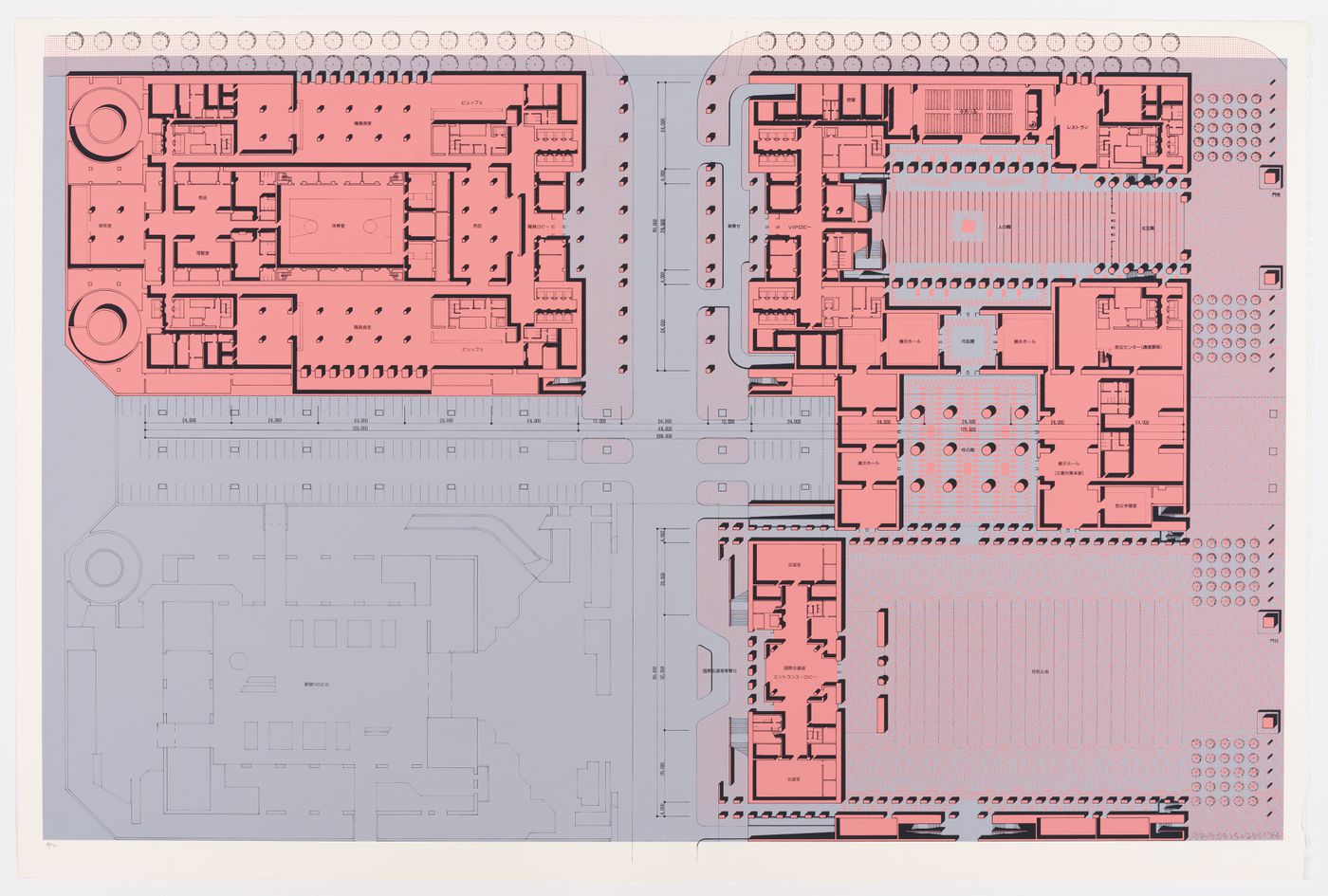 Ground floor plan of complex for the Tokyo City Hall competition entry