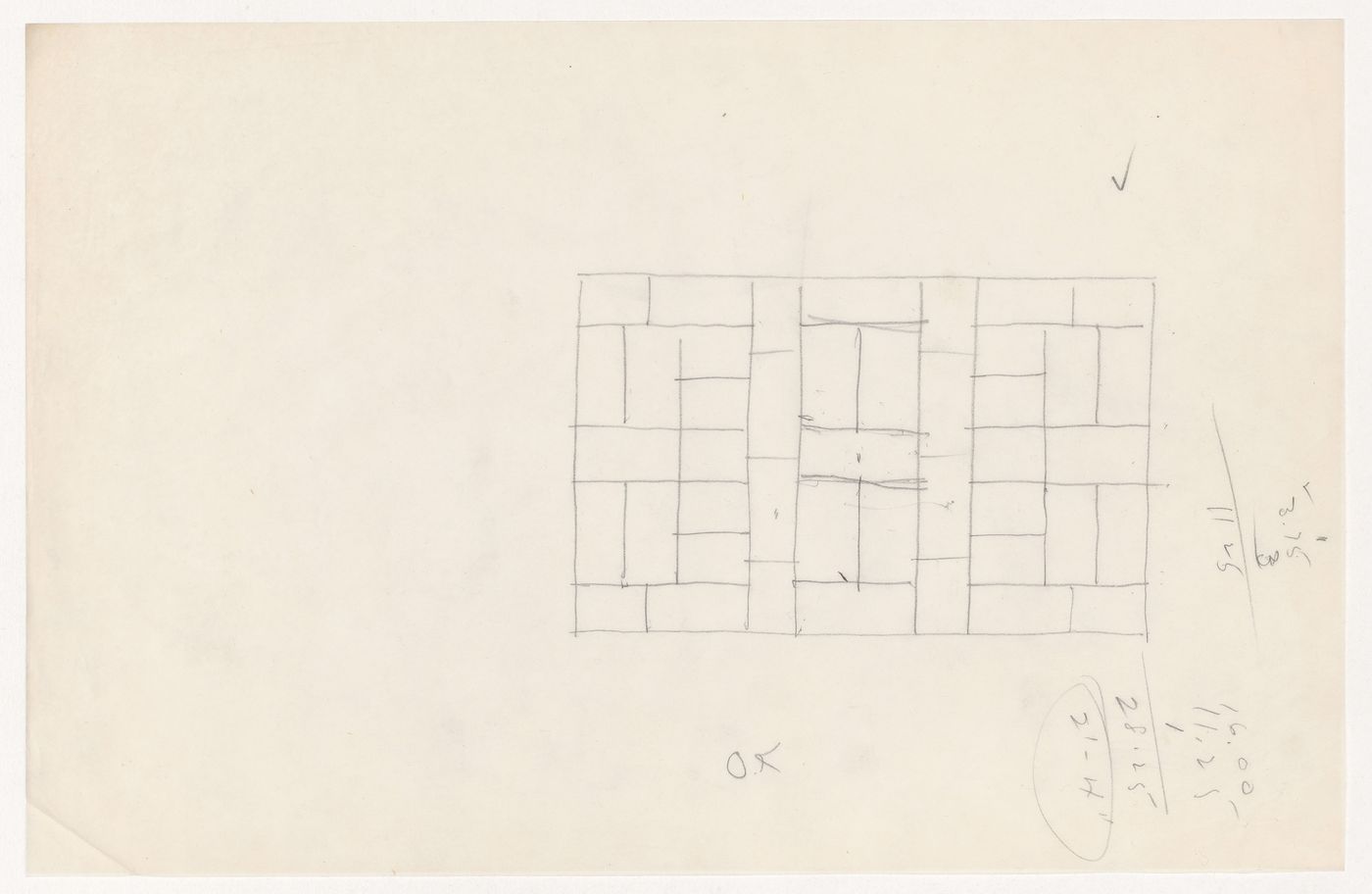 Sketch section for brick coursing for the Metallurgy Building, Illinois Institute of Technology, Chicago