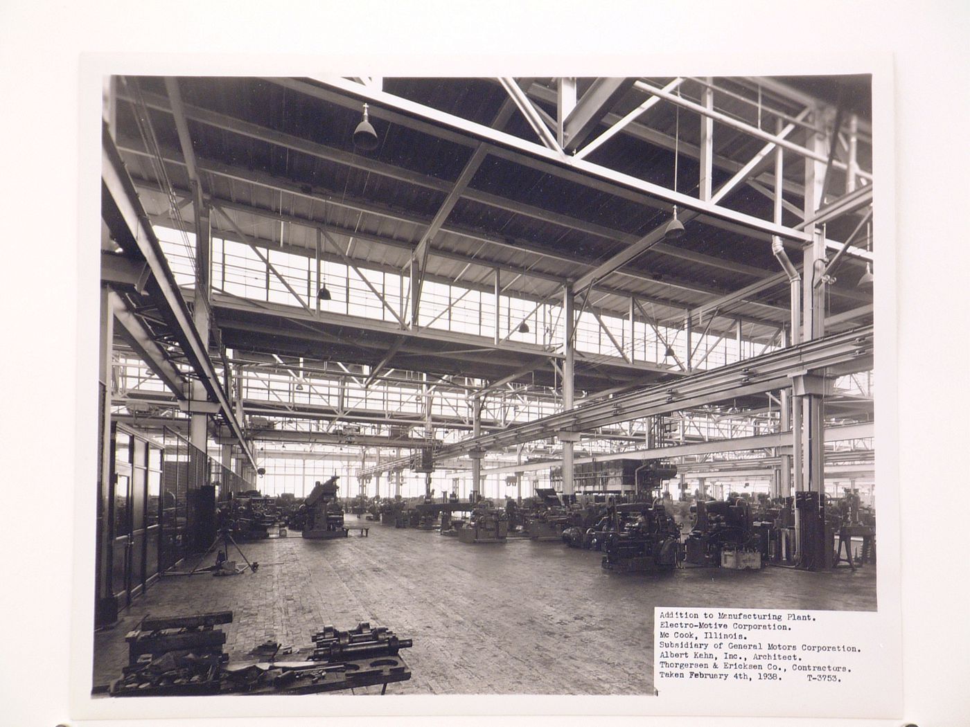 Interior view of the addition to the Manufacturing Building, General Motors Corporation Electro-Motive Corporation division Automobile Assembly Plant, McCook, Illinois