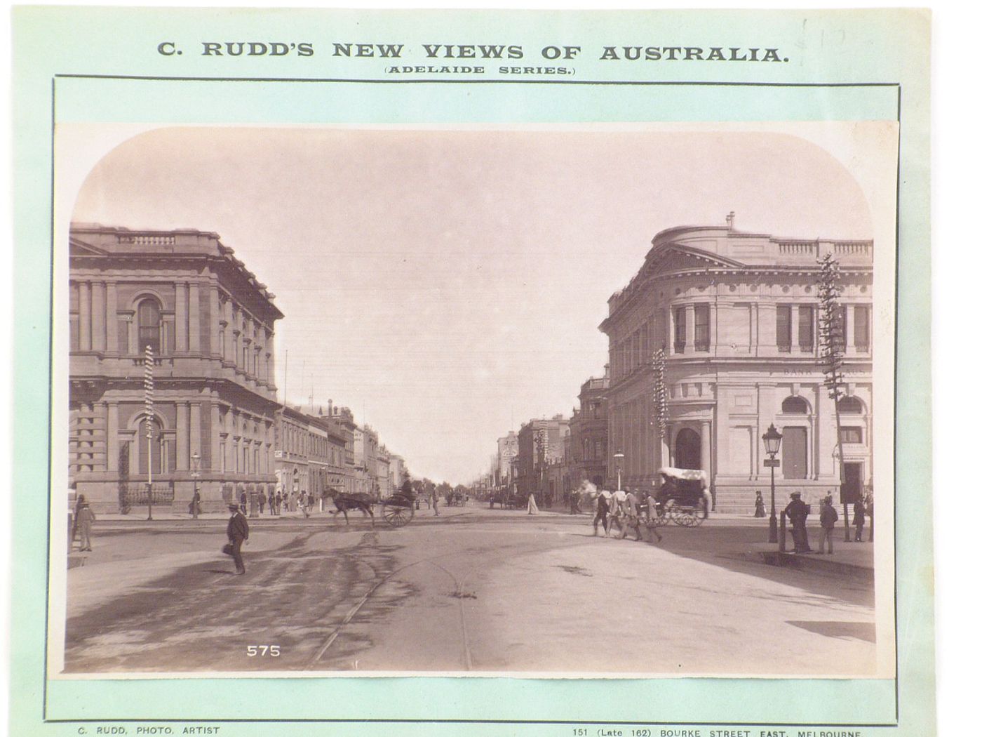 View of Currie Street from King-William Street showing the Bank of Australia (now the Australia and New Zealand (ANZ) Bank) on the right, Adelaide, Australia