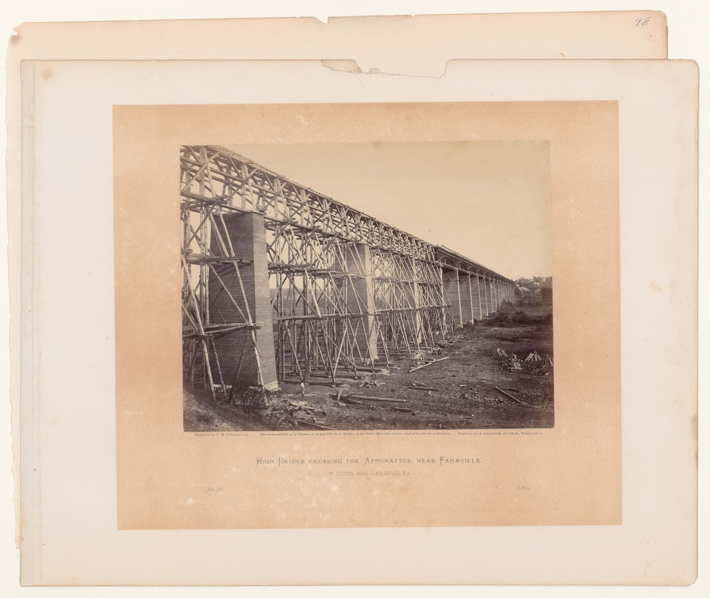 View of High Bridge under renovation, near Farmville, Virginia, United States